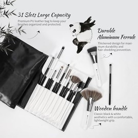DUcare - Juego de 31 brochas de maquillaje de panda profesional, regalo de Navidad, pelo de cabra sintético, Kabuki, base de maquillaje, brocha para m