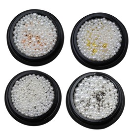 Mikinona 4pcs Diy Nail Pearls Stickers for Women Girls Multi-shaped Gems Nail Jewelry Set Art Material Kit