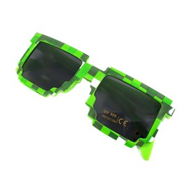 Kizrr - Kids Size - 8-Bit Pixel Pixelated Gamer Sunglasses - Retro Geeky Thug Life (Green)