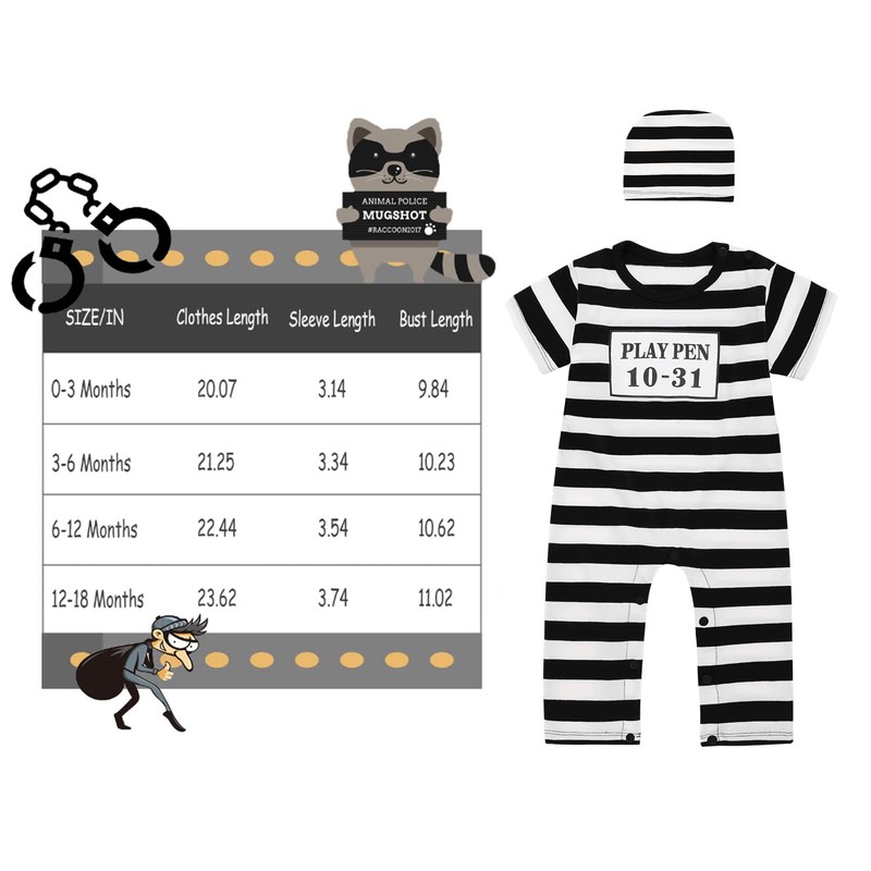 Baby Boys' Prisoner Costume Bodysuit (Short Prisoner, 0-3 Months)