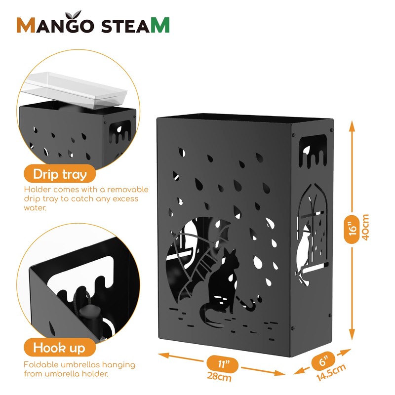 Mango Steam Umbrella Rack, Raining Cats Black