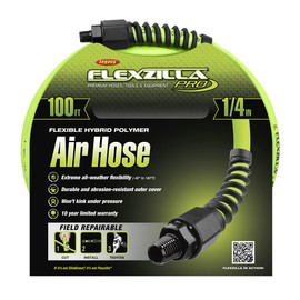 Flexzilla Pro Air Hose, 1/4 in. x 100 ft., Heavy Duty, Lightweight, Hybrid, ZillaGreen - HFZP14100YW2