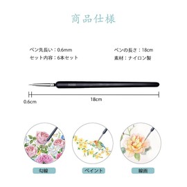 GOODCHI 000000 Surface Brush, Gradient Brush, Paint Brush, Fine Art Drawing Brush, Plastic Model, Brush, Figure, Paint Set, 6 Piece Set, Ultra Fine Point