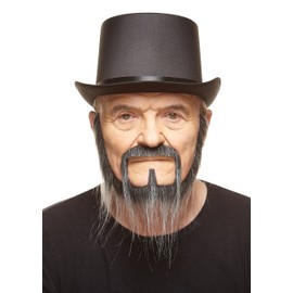 Mustaches Self Adhesive, Novelty, Long Squatter Fake Beard, False Facial Hair, Costume Accessory for Adults, Salt and Pepper Color