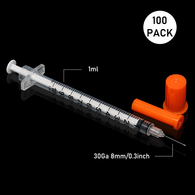 COTOM 1ml with 30Ga 8mm Plastic Pipette，Individually Packed (100PCS)