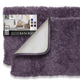 Clara Clark Bathroom Rugs, Ultra Soft Shaggy Bath Rugs - Bath Mats for Bathroom, Machine Wash, Non Slip Backing Rubber, 2 Piece Bathroom Rug Set, Purple