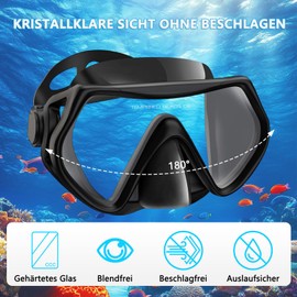 SupRovare Adult Snorkel Set - Snorkelling Set with Diving Goggles and Dry Snorkel, Earplugs, Nose Clip and Travel Bag for Snorkelling, Diving and Water Sports Lovers