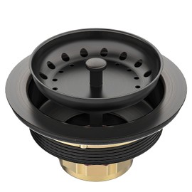 BOTEMY Stainless Steel Bronze Sink Drain Strainer Kit 3-1/4 inch Kitchen Drain Assembly with Metal Center Knob Basket Stopper Replacement for Standard Kitchen Sinks, Oil Rubbed Bronze