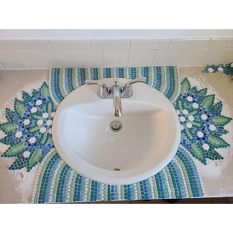 500PCS / 1.1LB Square Ceramic Mosaic Tiles, 0.4 x 0.4
