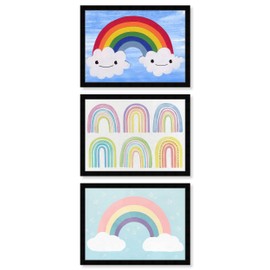 Wynwood Studio Nature and Landscape Contemporary Colorful Sky Canvas Wall Art Cute Rainbow Set Living Room Bedroom and Bathroom Home Decor 19 in x 13 in Blue and Pink