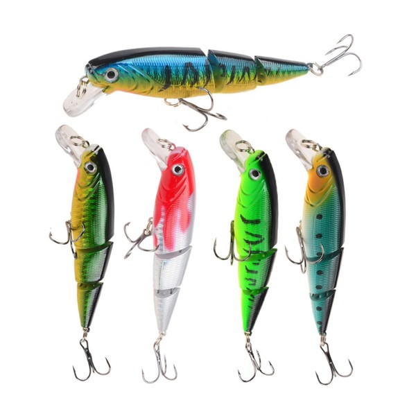 SUPVOX 5pcs Three-Section Hard Fishing Lures for Freshwater and Saltwater
