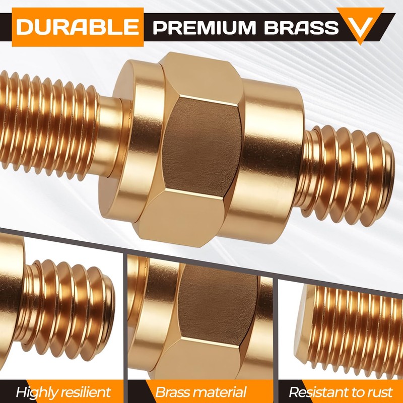 Side Post Battery Terminal Bolt 2 Set 3/8"-16&3/8"-24 Brass Standard