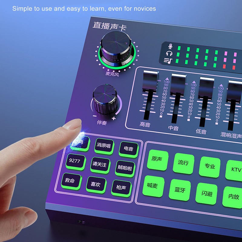 Live Sound Card Professional Dual Channel Bluetooth Stereo Mixer Board