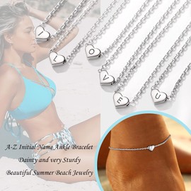 Ankeletes Women Silver z Name Anklet with Initial Ankle Bracelets