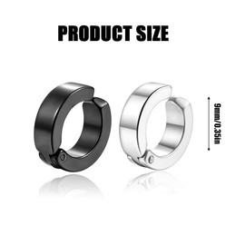 4 Pairs of Piercing Clip Earrings, Stainless Steel Earrings for Men, Non-Piercing Earrings Set, Black, Silver Tone, Hoop Earrings Stainless Steel without Hole, Fake Ear Clips, Folding Hoop Earrings