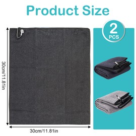BRITECO 2 Pcs Golf Towels | Microfiber Towels for Golf Bags with Clip | Soft, Absorbent, and Easy to Clean | Ideal for Cleaning Clubs, Balls, and Hands