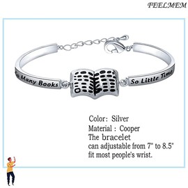 Book Lover Gifts So Many Books So Little Time Book Charm Bracelet Reading Lover Jewelry Bookworm Gift Librarian Gift (Many Books)