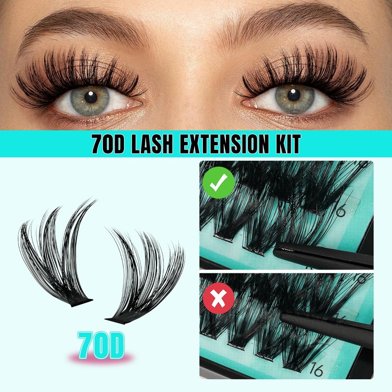 Lash Clusters 320Pcs 70D DIY Individual D Curl Wispy Eyelashes