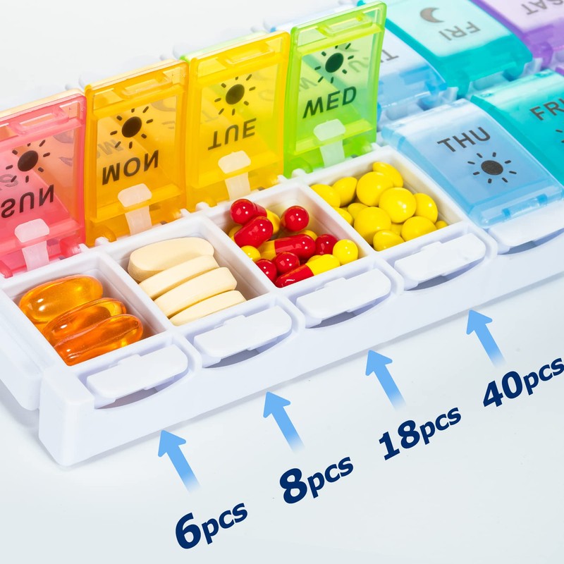 7 Day Pill Organizer 2 Times A Day-Weekly Pill Box