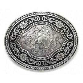 M&F Western 37710 Men Nocona Belts Buckle with Oval Bull Rider44; Antique Silver