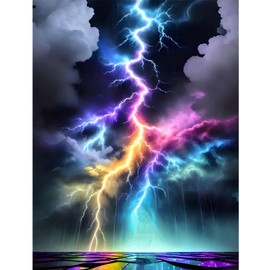 Skyboda Lightning Diamond Painting Kits for Adults, DIY Diamond Art Kits Full Round Drill Gem Art Diamond Crafts for Home Wall Art Decor 12×16inch