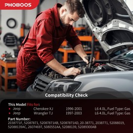 PHOBOOS Power Steering Pump Compatible with Jeep Cherokee XJ 1996-2001, Wrangler TJ 1997-2003, 4.0L, with Reservoir, Smooth Steering, Low Noise, High Durability, Ref. 20-38771