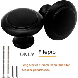 30 Pack Round Kitchen Cabinet Knobs, Fitepro 1.2" 30mm Flat Black Zinc Round Drawer Knob for Cabinets Dressers Drawers Cabinet Hardware with Screw