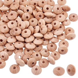 PH PandaHall 120pcs Beech Wooden Abacus Beads Disc Abacus Spacer 15mm Wooden Beads Rondelle Wooden Spacer Beads for Jewelry Supply DIY Craft Indoor Home Birthday Christmas Party Decorations