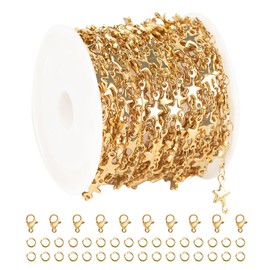 UMAOKANG 5 Meters Gold Plated Chains Bulk Stainless Steel Chain for Jewelry Making Star Craft Decoration Chain Roll