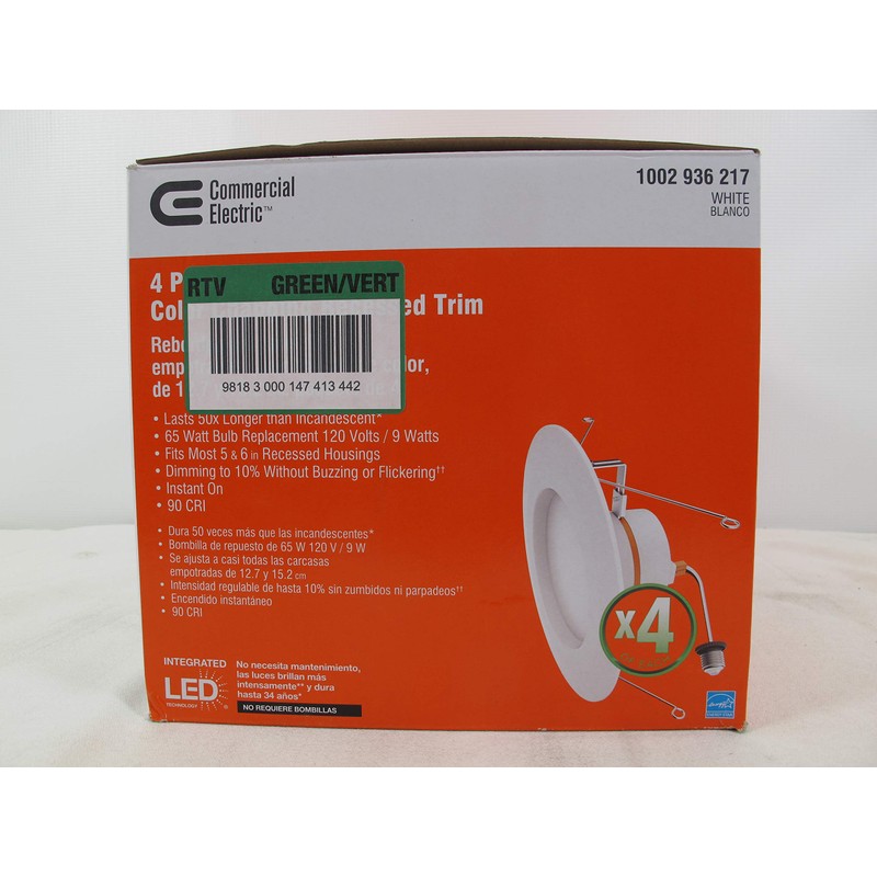 Commercial Electric 5/6 in White Integrated LED Energy Star Color
