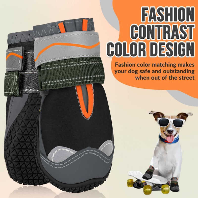 SlowTon Dog Boots - Waterproof Paw Protector for Winter, Dual