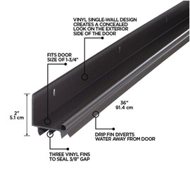 M-D Building Products 82578 36 in. Brown Vinyl L-Shape Screw-on Under Door Seal
