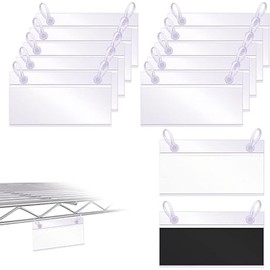 Amaezorx 50 PCS Transparent PVC Basket Label Holders with Clips - Durable Wire Shelf Organizers for Supermarket, Grocery Store, Warehouse - Price Tag Sign Holders (3.94x2.17 Inch) - Shop & Retail Essentials