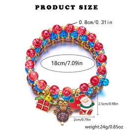 TOFBS Women's 3 Piece Christmas Elegant Set Alloy Colourful Acrylic Bead Bracelets for Her Women Girlfriend Christmas Gifts, Alloy and acrylic, Alloy and acrylic