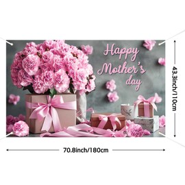 Lofaris Mother's Day Banner - 70.8x43.3 Inch Pink Carnation Floral Banner for Mother’s Day Celebration - Polyester Material, Includes 1 Banner for Home, Party, and Event Decorations