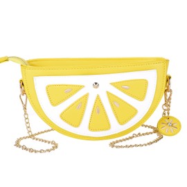 QZUnique Food Shape Cross Body Bag PU Cartoon Purse Ice Cream Sholuder Bag Handbag with Removable Chain, H-orange, One Size