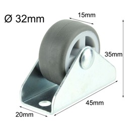 Spares2go Universal Castor Wheels Fixed Plate Fixing 1'' Mini Wheel (32mm, Pack of 2)