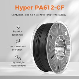 Creality Hyper PA612-CF 1.75mm 1KG 3D Printer Filament - 15% Carbon Fiber Nylon Filament Reinforced - High-Strength, Low-Hygroscopic & Precision Molding for Industrial Applications