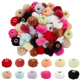 PH PandaHall 72PCS 12 Colors Pom Poms Beads 20 mm Soft Funny Focal Pen Beads Cute Plush Ball Bead for Pens Beadable Keychains DIY Craft Jewelry Making Supplies Decoration, Hole: 4 mm