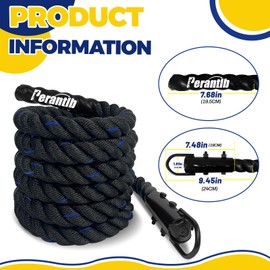 100% Polyester Climbing Rope with Hooks - Heavy Duty 1000LBS Load Capacity, 1.5inch Diameter, 10,15,20,25,30,50ft Length for Outdoor Rock Climbing, Rescue & Escape (15ft)