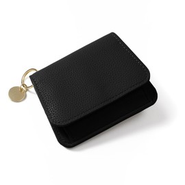 Blancom bp-2020 Women's Mini Wallet, Coin Purse, Bifold Pass Case, Stylish, Minimalist, Black