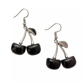 Handmade Cute Simple Black Cherry cherries Resin Drop Dangle earrings