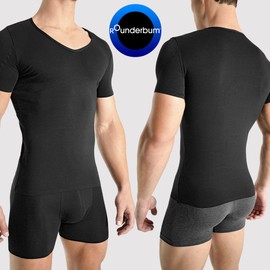 Rounderbum Mens Underwear | Padded Technology | Stealth Shoulder T-Shirt | Shoulder T-Shirt with Enhancing Pads | Body Shaper for Men | Padded Shirt | Shapewear | Black- Small