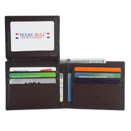 Wallet for Men-Genuine Leather RFID Blocking Bifold Wallet Black With ID Window (Brown)