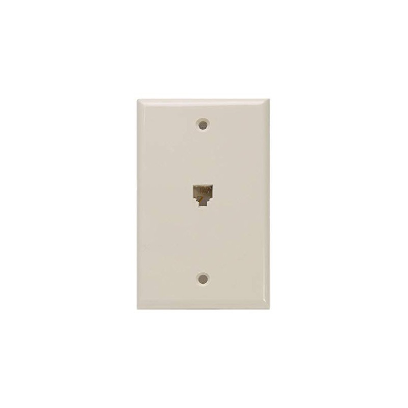 Leviton Standard Telephone Wall Jack, 6P4C, Screw Terminals, 40249-I, Ivory