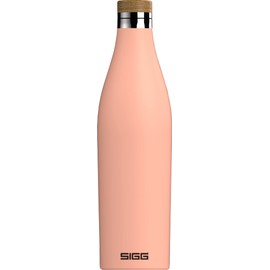 SIGG - Insulated Water Bottle - Meridian - Leakproof - Extra Slim - BPA Free - Plastic Free - Double Walled 18/8 Stainless Steel - Bamboo Screw Top - Pink - 0.5 L