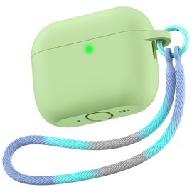 Matekxy for Airpods Pro 3 Case 2025 Cute - for Airpod Pro3 Generation Soft Silicone Cover with Lanyard & Keychain, Shockproof Scratch Resistant for Women, Perfect for Commuters and Travelers, Green