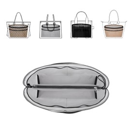 ZTUJO Purse Organizer Insert For Handbags,Mesh Bag Organizer Insert With Zipper Bag Tote Shaper Fit Speedy Neverful PM MM le Pliage,Light Weight (Grey, X-Large)
