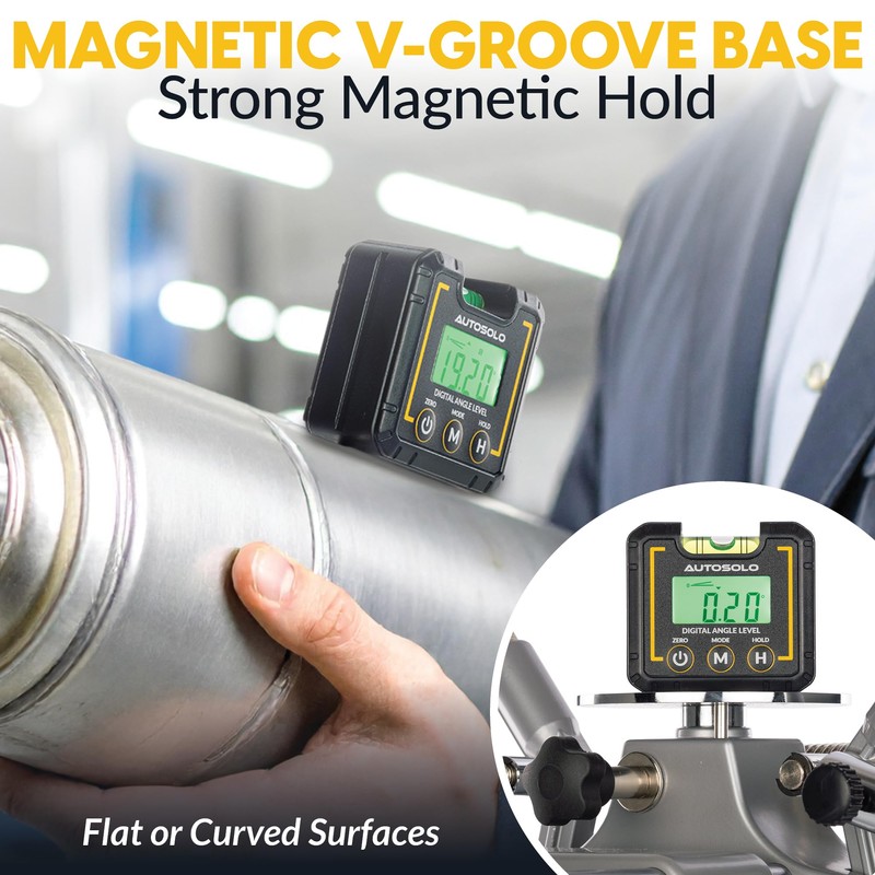 AutoSolo Digital Angle Level with Magnetic Base & Torpedo Bubble