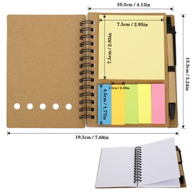 Umbrotiger Steno Pad 2-Pack with Sticky Notes & Pens – Portable Spiral Notebook for Students/Office, Pocket-Size Built-In Square & 5-Color Tabs​